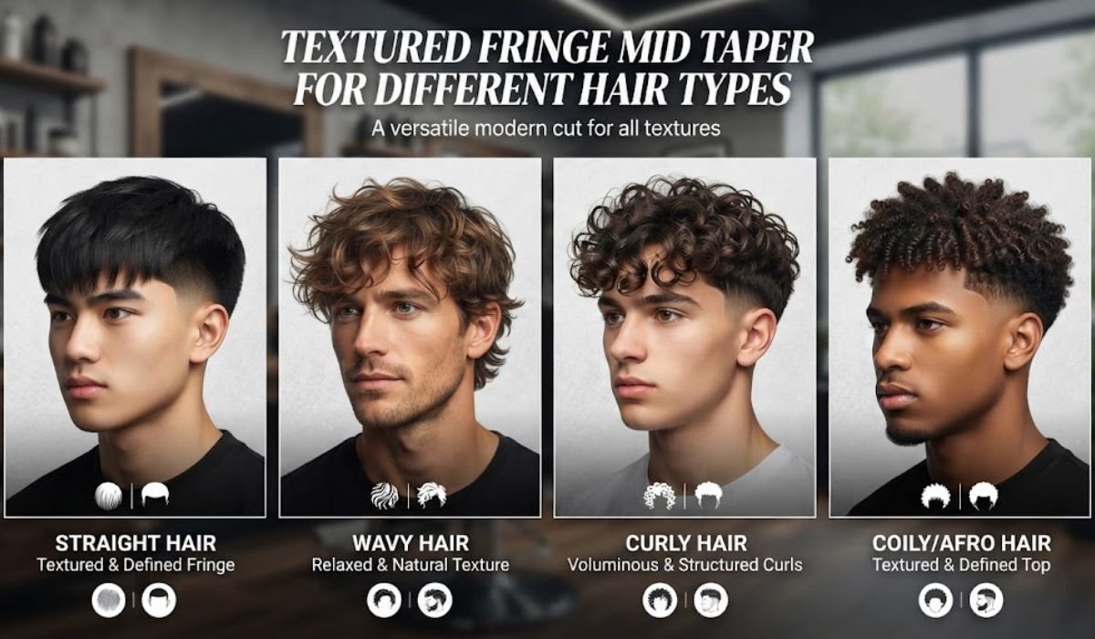 Textured Fringe Mid Taper for Different Hair Types