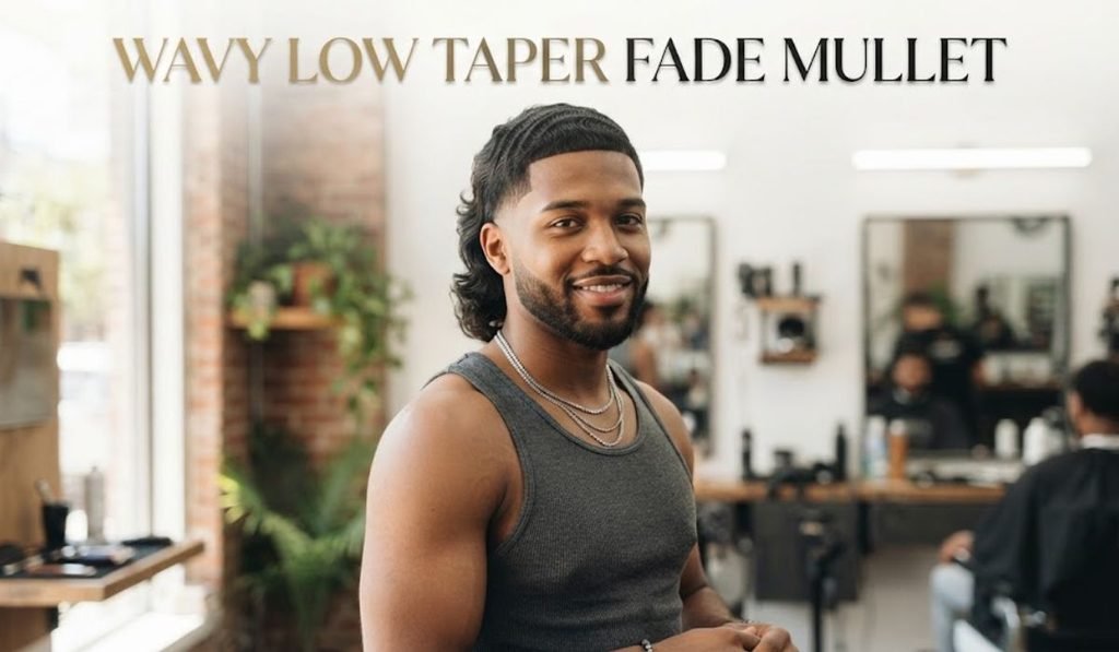 Wavy Low Taper Fade Mullet