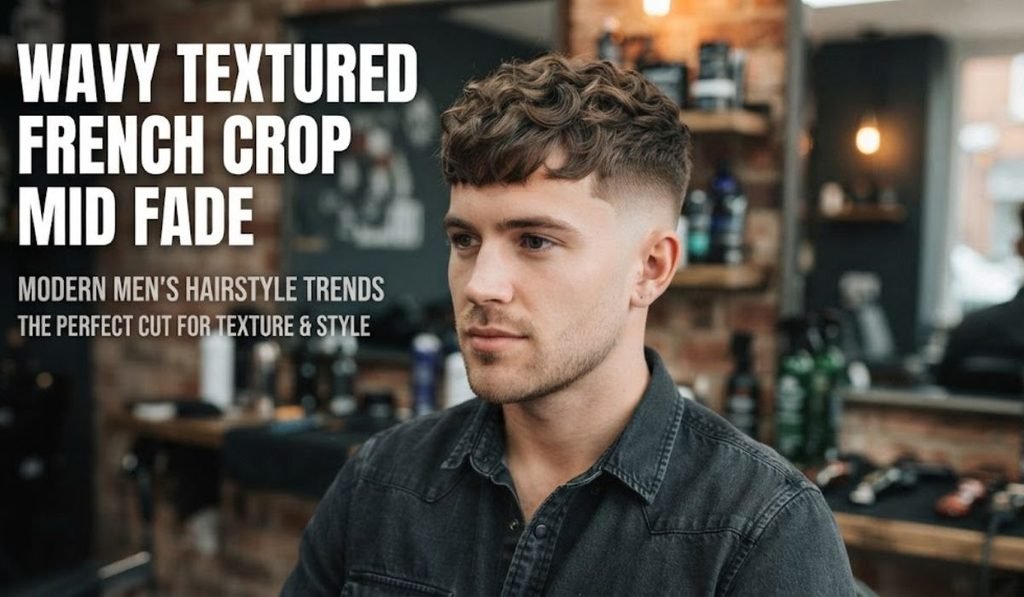 Wavy Textured French Crop Mid Fade