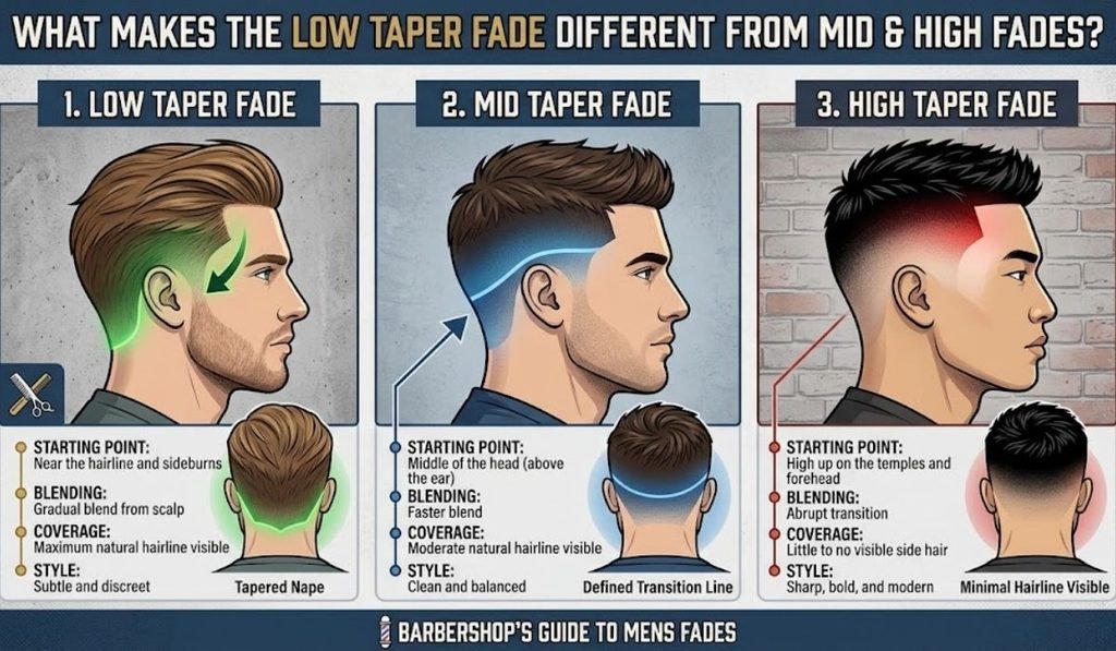 What Makes the Low Taper Fade Different from Mid and High Fades